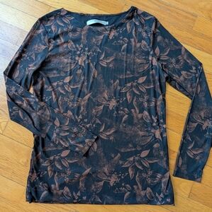 65.Simons Black and Brown Floral Blouse